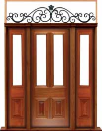 glazed cricket bat: single door +  two sidelights